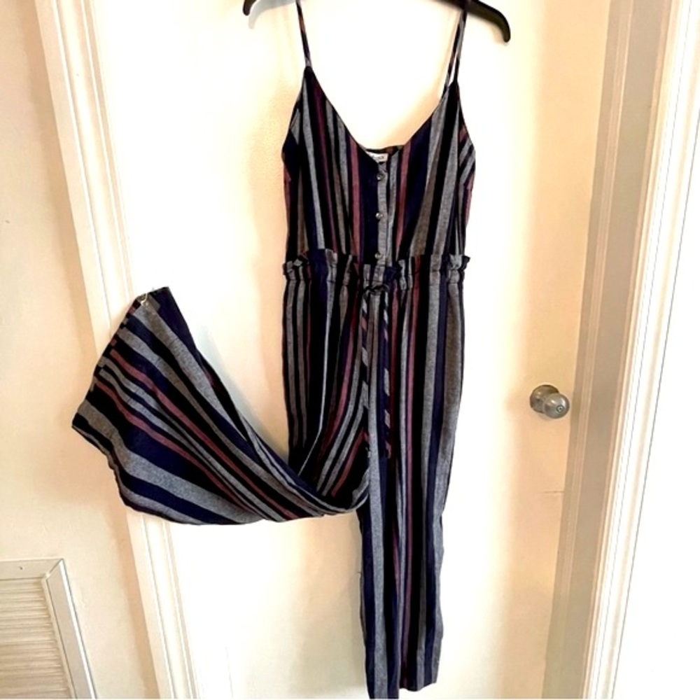 SPLENDID Spaghetti Strap Long Striped Wide Leg Jumpsuit! NEW!